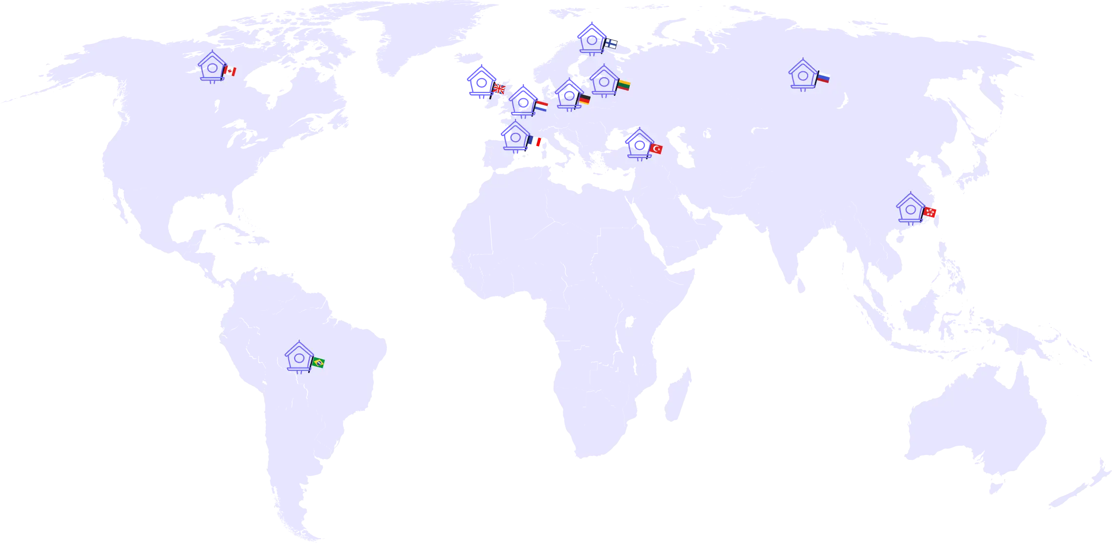 Расположение серверов на карте мира